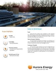 42nd Street BMC properties solar installation case study Aurora Energy