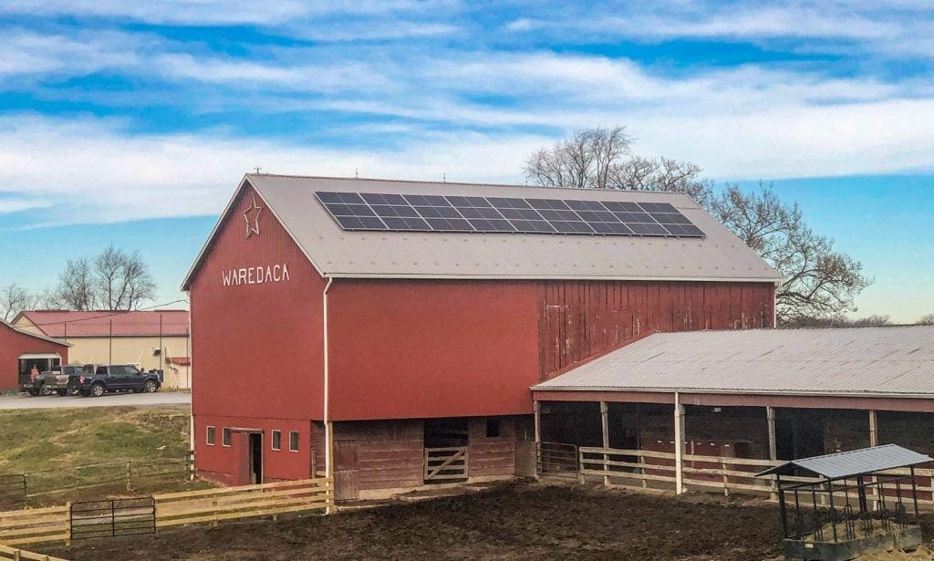 Solar for farms barn roof array Aurora Energy Inc. installer