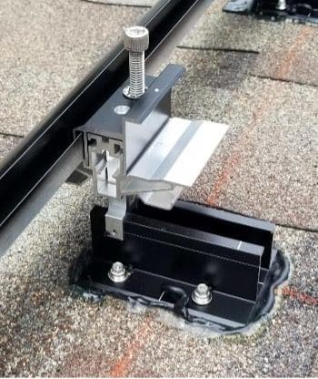 solar module support installed on-top of asphalt shingle