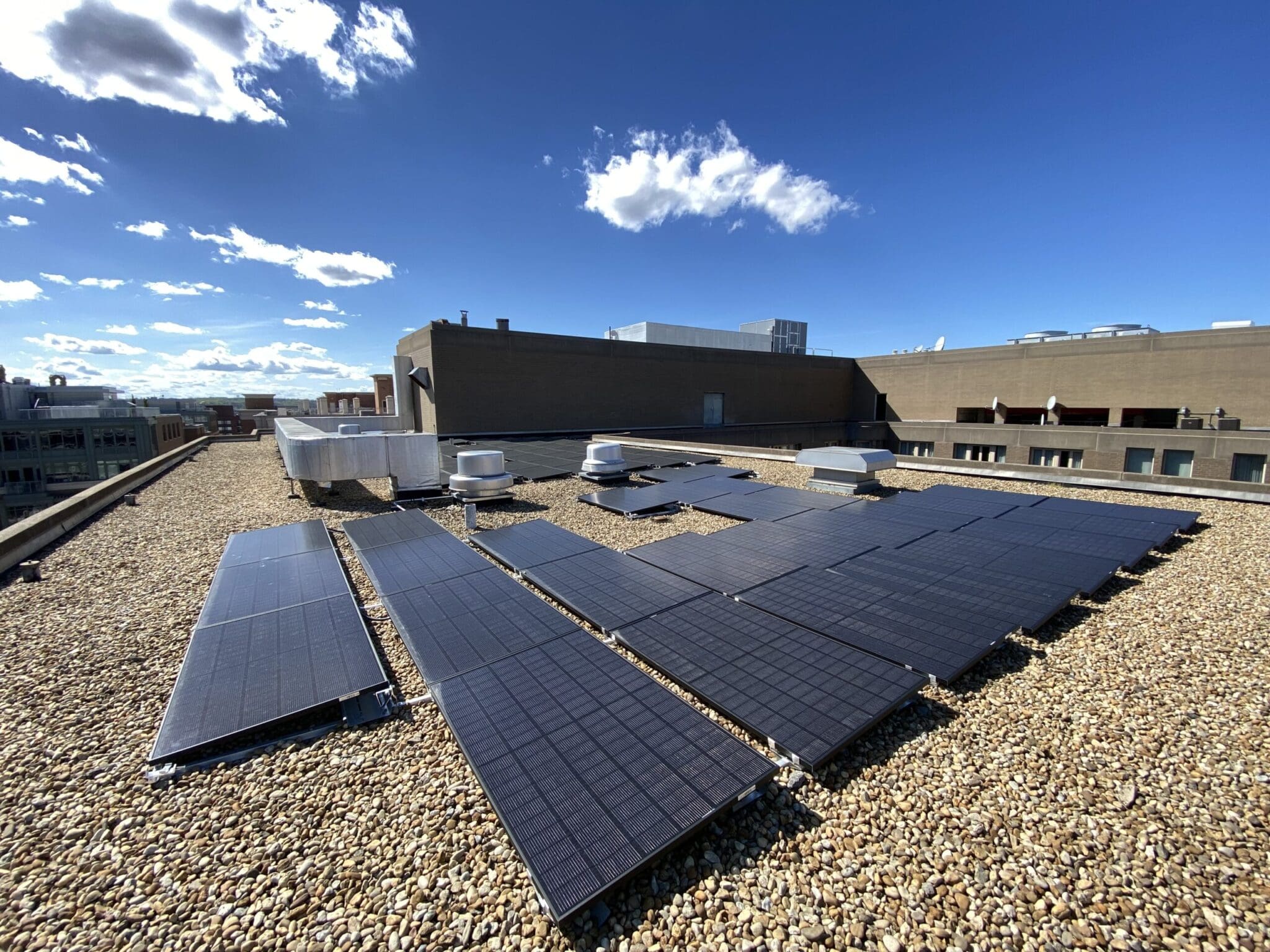 Capturing sunshine on a Washington DC hotel rooftop solar array